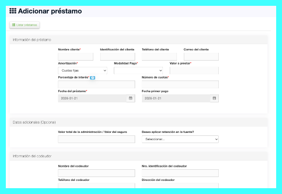 Reportes de cartera de préstamos
